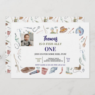 Invitación Fishing 1st Birthday Invitation | O-Fish-Ally One