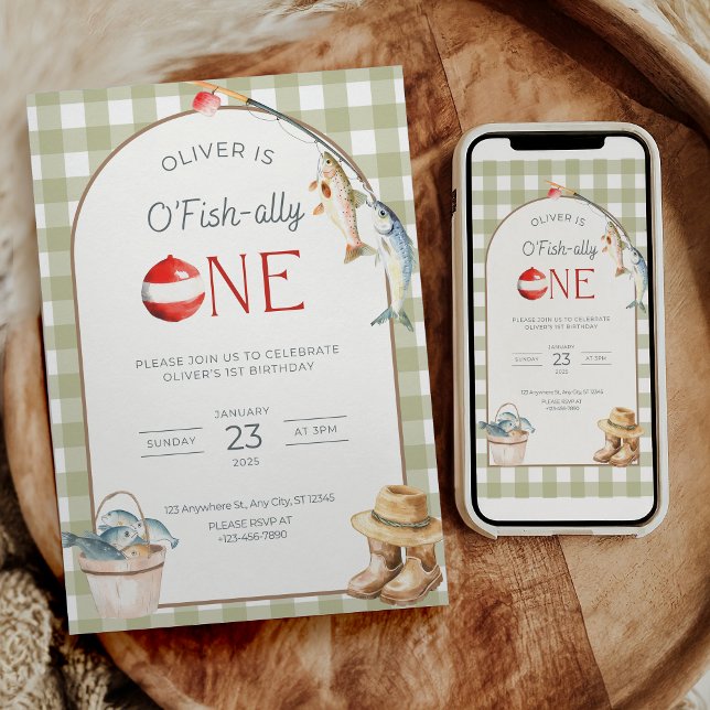 Invitación Fishing 1st Birthday Invitation O Fishally One  (Subido por el creador)