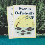 Invitación Fishing One Kid's First Birthday Crappie Fish<br><div class="desc">Your little bundle of joy is growing up fast and is O-FISH-ALLY one! The age and name can be personalized. This is a cute birthday fishing design for your toddler featuring a lake full of delicious crappie.</div>