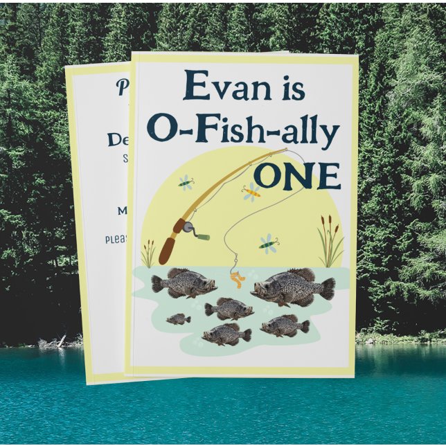 Invitación Fishing One Kid's First Birthday Crappie Fish (Subido por el creador)