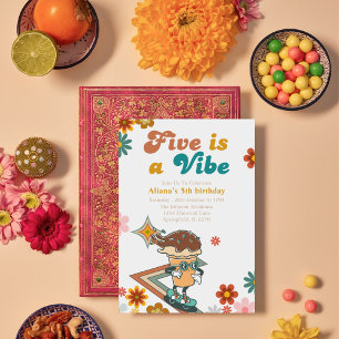 Invitación Five es un skateboard Vibe groovy de 5º cumpleaños