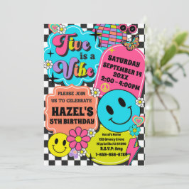 Invitación Five es una fiesta de cumpleaños de Vibe Retro Smi