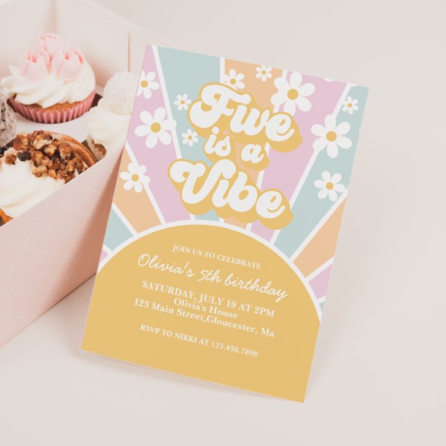 Invitación Five es una margarita de sol de Vibe Pastel Retro (Subido por el creador)