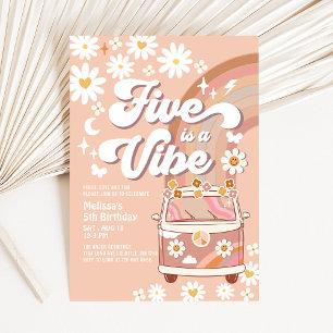 Invitación Five is a Vibe 5º Cumpleaños Groovy Van