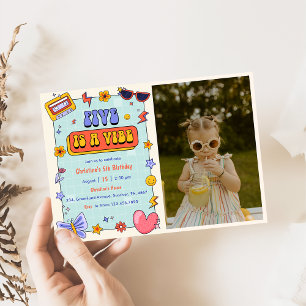 Invitación Five is A Vibe Groovy Hippie 5th Birthday Photo