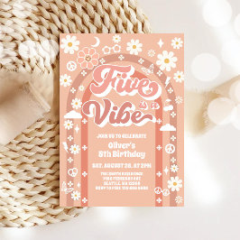 Invitación Five Is A Vibe Groovy Retro 5th Birthday