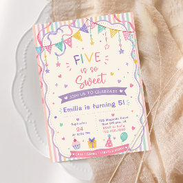 Invitación Five is so Sweet niña cumple 5 años