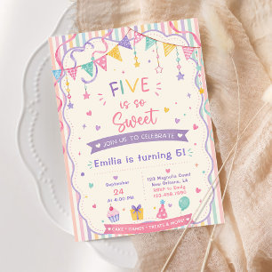 Invitación Five is so Sweet niña cumple 5 años