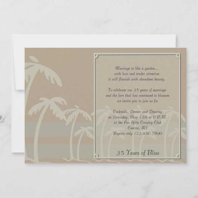 Invitación Fiyi: Aniversario de las Palmeras Tropicales (Anverso)