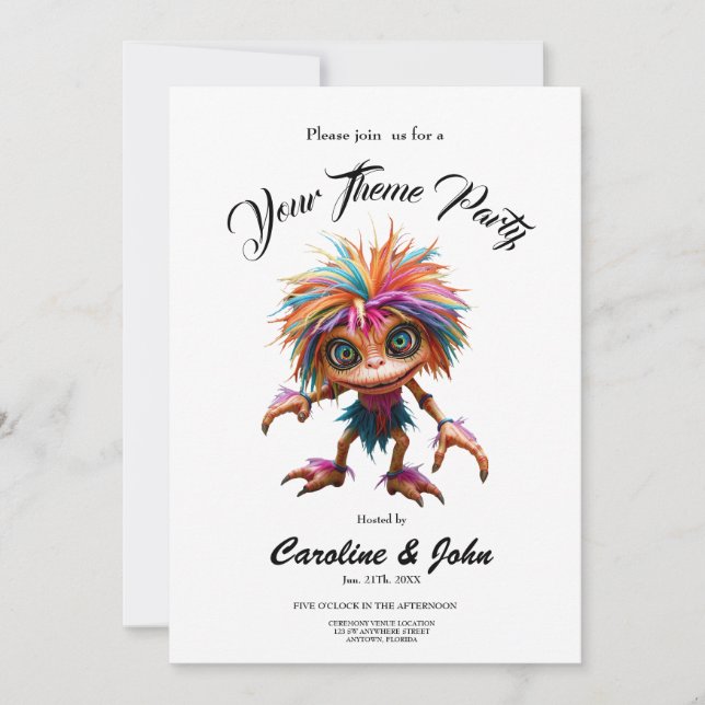 Invitación Fizzwiggle el duende travieso del arcoíris. (Anverso)
