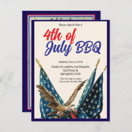 Invitación Flag and Eagle 4th of July BBQ Party