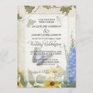 Invitación Flagónica de mariposa rústica de margarita