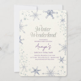 Invitación Flakes Frame Winter Birthday Bash Invitation