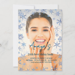 Invitación Flakes Frame Winter Birthday Bash Invitation