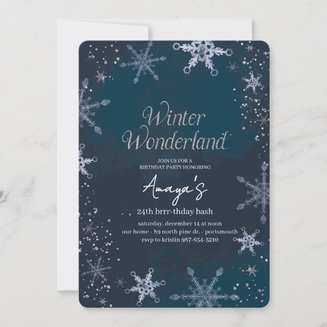 Invitación Flakes Frame Winter Birthday Bash Invitation (Anverso)