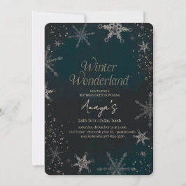 Invitación Flakes Frame Winter Birthday Bash Invitation