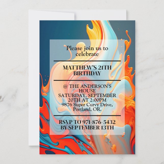 Invitación Flamas caóticas Imprimir fiesta de cumpleaños (Anverso)