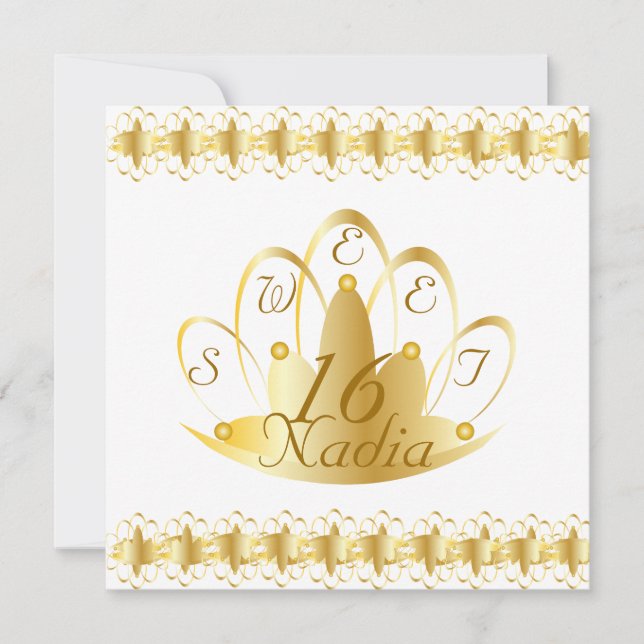 Invitación Flamboyante Tiaras Dulce Dieciséis Invitación-Polv (Anverso)
