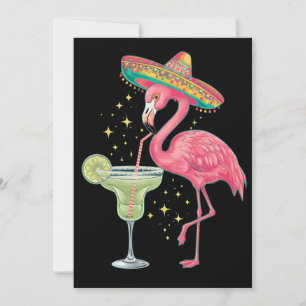 Invitación Flamenco bebiendo Margarita Divertido Poncho Mexic