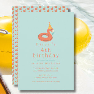 Invitación flamenco moderno de verano para cumpleaños de niño