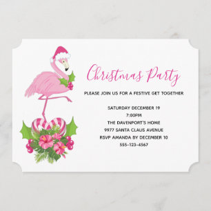 Invitación Flamenco Rosa con Sombrero de Santa Caprichoso Nav