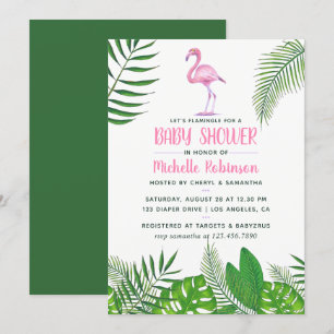 Invitación Flamenco Rosa Tropical Aquarela Shower de Niña
