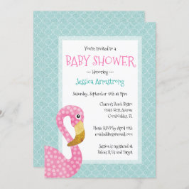 Invitación Flamenco rosado Baby Shower