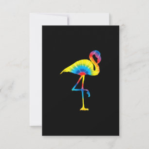 Invitación Flamenco Tie Dye Estampado Arcoíris Pájaro Animal