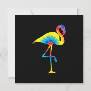 Invitación Flamenco Tie Dye Estampado Arcoíris Pájaro Animal 