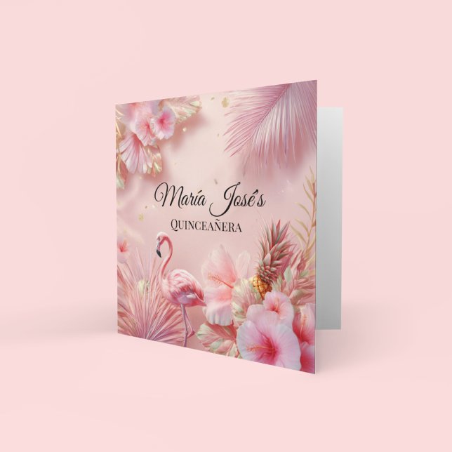 Invitación Flamenco Tropical Quinceañera, personalizado (Subido por el creador)