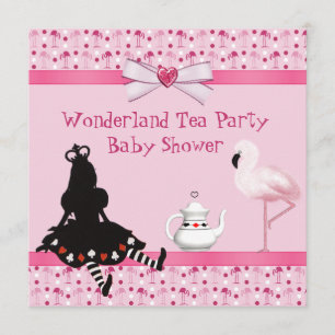 Invitación Flamencos Baby Shower del rosa de la fiesta del té