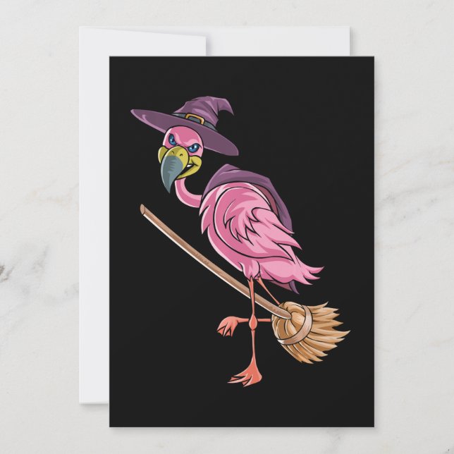 Invitación Flamencos| Fiesta de Halloween Flamingo Witch Scar (Anverso)