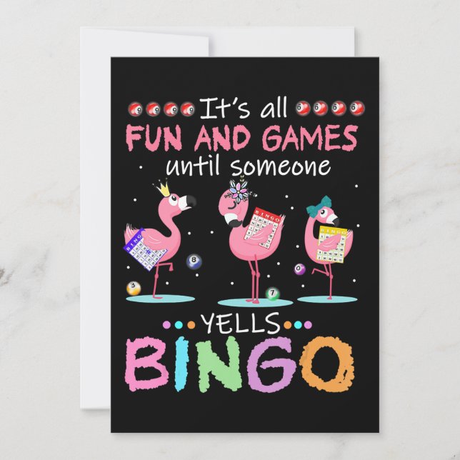 Invitación Flamencos | Flamante Bingo Funny (Anverso)