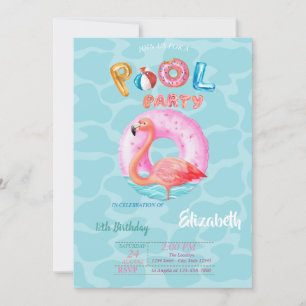 Invitación Flamencos rosados caprichosos flotadores de piscin