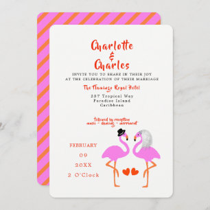 Invitación Flamencos rosados tropicales Invitan a una boda mo