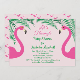 Invitación Flamingle Baby Shower - rosa