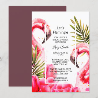 Invitación Flamingle Bridal Shower | Flamingos