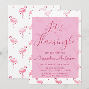 Invitación Flamingle - Cumpleaños de verano del flamenco rosa