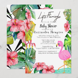 Invitación Flamingle en Baby Shower tropical
