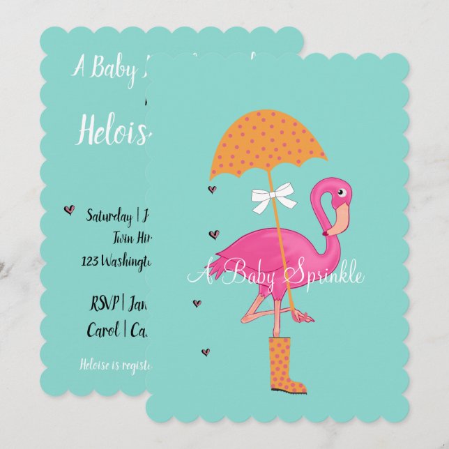 Invitación Flamingle Flamingo Baby Bridal Shower Fiesta (Anverso / Reverso)