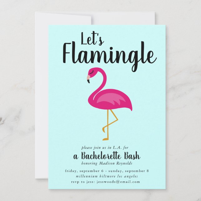 Invitación Flamingle Flamingo Bachelorette Party (Anverso)
