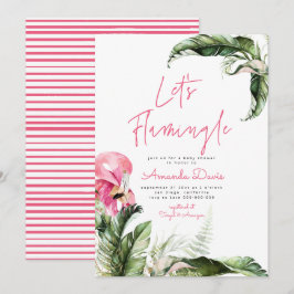 Invitación Flamingle Flamingo Tropical Baby Shower