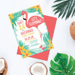 Invitación Flamingle Flamingo Tropical Floral Sweet 16<br><div class="desc">Esta encantadora y moderna y dulce invitación para 16 cumpleaños es perfecta para la temporada de verano. Cuenta con flamencos, flores y hojas de estilo personalizado dibujados a mano. Los colores son amarillo mango, rosa coral, verde verde azulado y blanco. Es divertido, lúdico y veraniego, el diseño perfecto para un...</div>