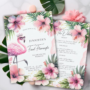 Invitación Flamingle Fun Pink Tropical Bachelorette Itinerari