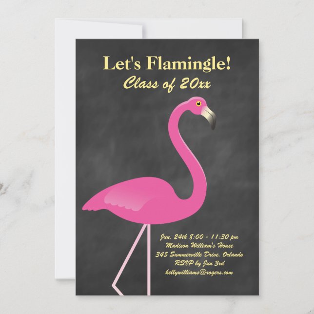 Invitación Flamingle Graduation Party - Chalkboard (Anverso)