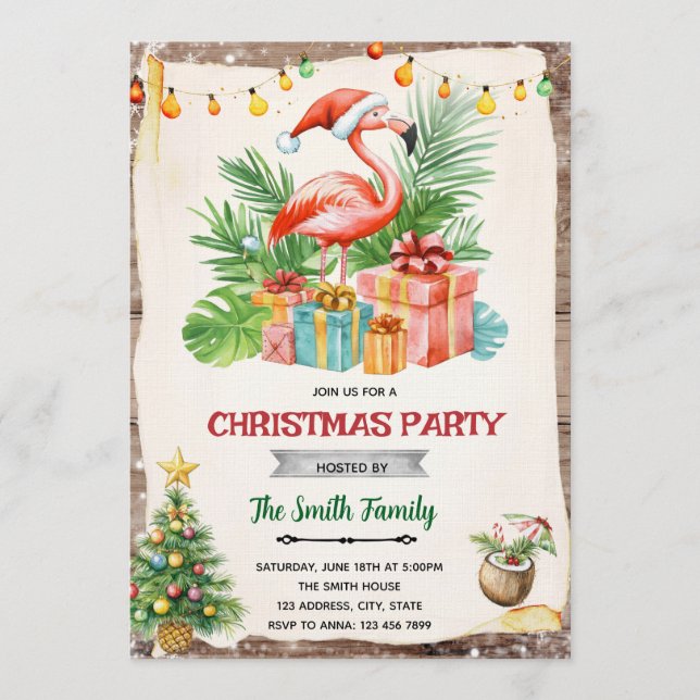 Invitación Flamingle Jingle Christmas in July Invitation (Anverso)