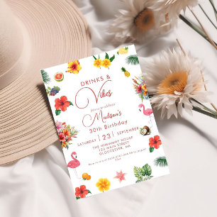Invitación Flamingle Luau Floral Tropical Cumpleaños