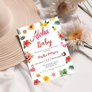 Invitación Flamingle Luau Floral Tropical Summer Baby Shower