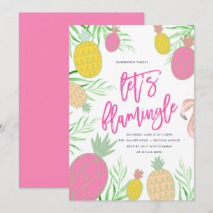 Invitación Flamingle Pineapple Birthday Party