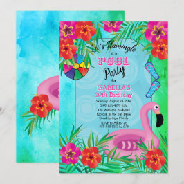 Invitación Flamingle Pink Floral 10 cumpleaños Fiesta de pisc